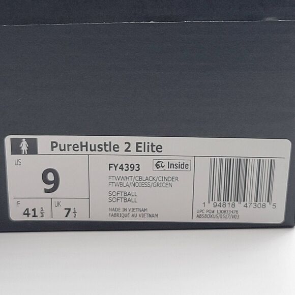 Adidas Purehustle 2 Elite Womens 9 White Softball Metal Cleats FY4393 Fast Pitch - Picture 15 of 15